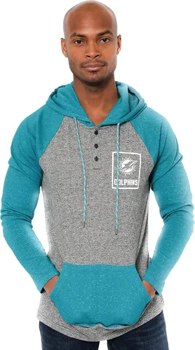Vista 29 de Ultra Game - Sudadera con capucha de vellón para hombre con cuello Henley de la NFL Negro