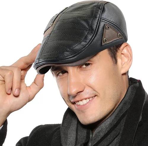 Vista 21 de Panegy Sombrero de periódico para hombre, gorra plana de piel sintética, sombrero de boina ajustable, sombrero de hiedra para conducir golf al aire