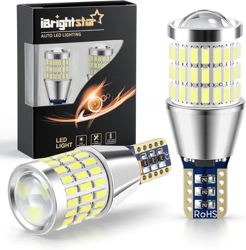 Vista 11 de iBrightstar - Las más novedosas luces de freno intermitentes estroboscópicas de 9 a 30 V, 912, 921, W16W, T15, 906, focos LED con lente. Rojo