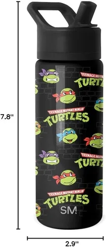 Vista 100 de Simple Modern DC Comics Batman - Botella de agua para niños con tapa con pajilla, vaso aislado de acero inoxidable de 14 onzas para niños, vaso a