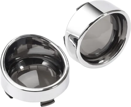 Vista 3 de PBYMT Cubierta de lente de señal de giro ahumado, biseles cromados estilo visera de bala de 2 pulgadas, compatible con Harley Davidson Dyna Street
