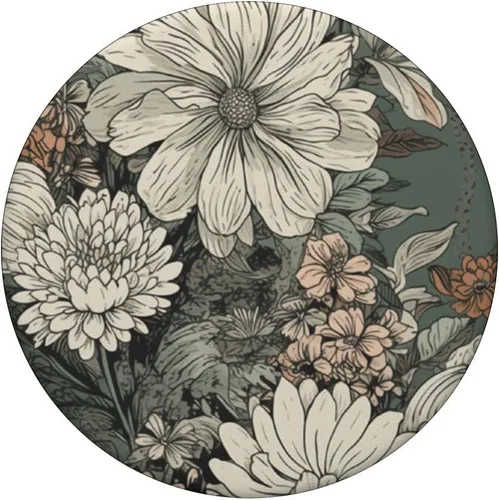 Vista 3 de Flower Bouquet Floral Pattern Sage Green Con PopSockets de flores silvestres PopGrip intercambiables