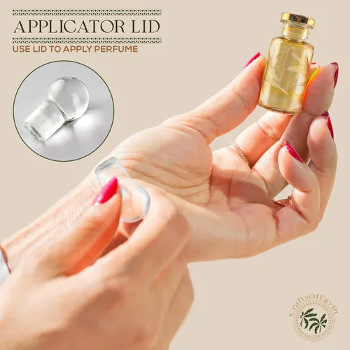 Vista 4 de Botellas de perfume egipcias, mini botellas de vidrio vacías para perfume, aceites esenciales o poción – Juego de 10 frascos pequeños decorativos