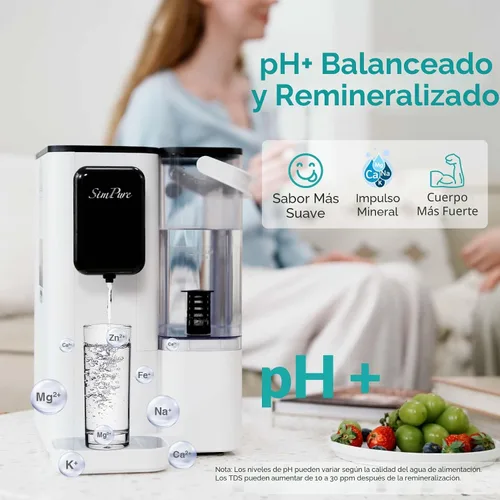 Vista 2 de SimPure Y9A UV Filtro de agua de ósmosis inversa de sobremesa, remineralización alcalina 300 GPD de 6 etapas de purificación, sistema de filtración