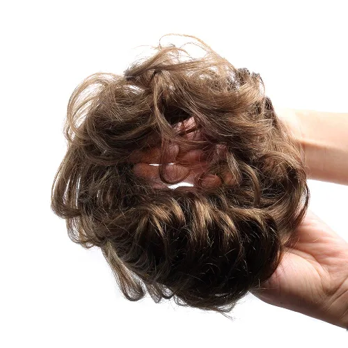Vista 11 de Bella Hair - Rodete de extensión de cabello 100 % humano para banda elástica, extensión de cola de caballo ondeada, rizada o desordenada