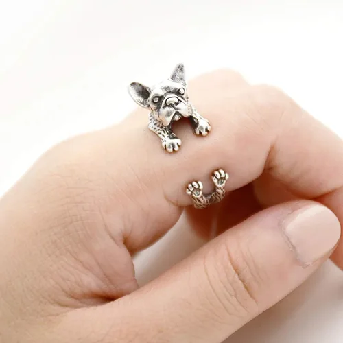 Vista 9 de Queenbox - Anillo para mujer, diseño de bulldog francés