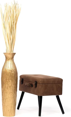 Vista 6 de Leewadee - Jarrón grande dorado para decoración del hogar - Jarrón de piso de madera de 26 pulgadas de alto, decoración rústica de granja, soporte