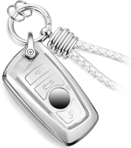 Vista 8 de Funda para Llavero Mercedes con Llavero de Cuerda Trenzada de Metal, Funda de Llave Suave Mejorada para Carcasa de Llavero Remoto Inteligente Sin
