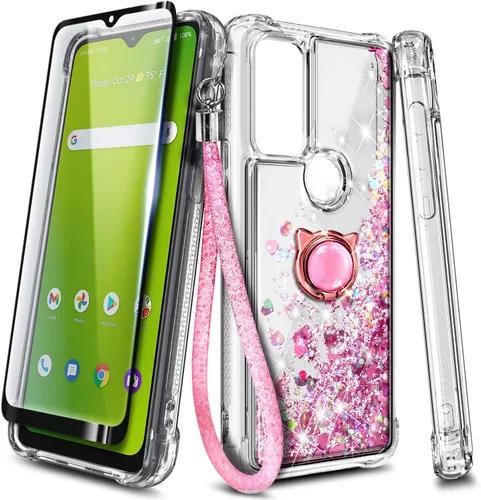 Vista 6 de NZND Funda para AT&T Radiant Max 5G, Cricket Dream 5G/AT&T Fusion 5G/Innovate 5G con protector de pantalla de vidrio templado, soporte
