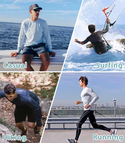 Vista 7 de NORTHYARD Men's UPF 50+ Hoodie Shirts Rash Guard Long Sleeve Sun Protection SPF Swim Shirt UV for Running Hiking Fishing