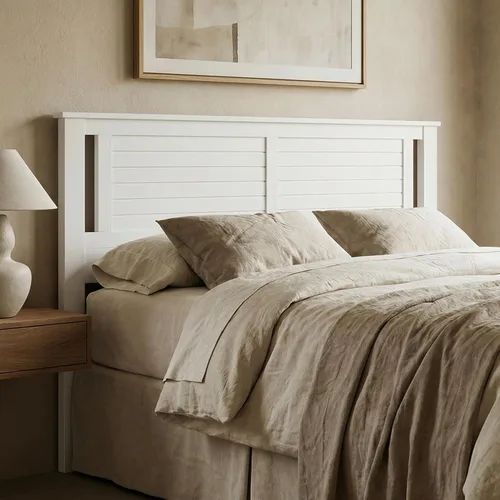 Vista 29 de ComfIQ Serene - Cabecero de panel de madera maciza con puntuación horizontal, tamaño individual, negro, fácil montaje, materiales de calidad