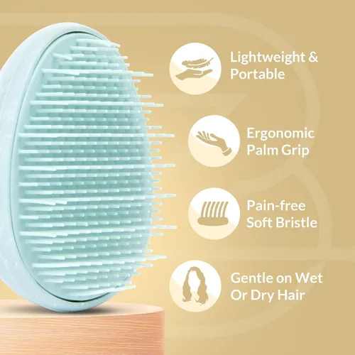 Vista 5 de Cepillo de viaje – Mini desenredante de pelo para mujeres, adolescentes y niños – masajeador sensorial del cuero cabelludo – Pequeño peine portátil