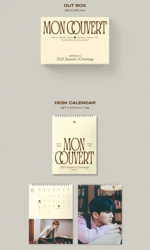 Vista 2 de NOT AUDIO !! MONSTA X 2023 SEASON’S GREETINGS MON COUVERT DESK CALENDAR Ver. K-POP SEALED