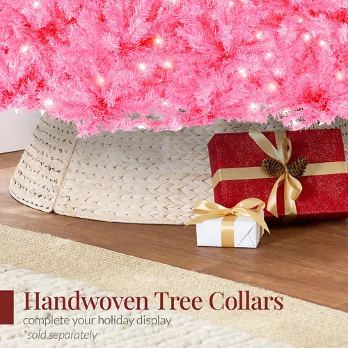 Vista 94 de Best Choice Products Árbol de Navidad azul bebé preiluminado de 6 pies, decoración navideña artificial completa con 947 puntas de rama, 250 luces