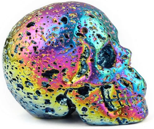 Vista 4 de Skullis Calavera de cristal de piedra de lava caliente de 2.0 pulgadas, escultura de arte fino de piedra preciosa tallada a mano, estatua de piedra