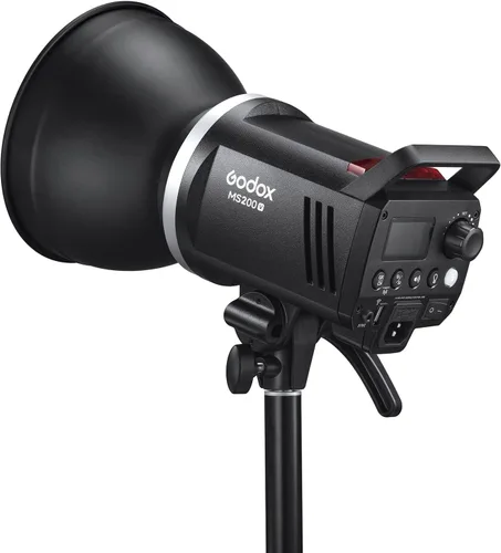 Vista 9 de Godox MS200-V MS200V 200W - Luz estroboscópica compacta de estudio, GN53 0.1-1.8S Tiempo de reciclaje, sistema 2.4G X, montaje Bowens con lámpara