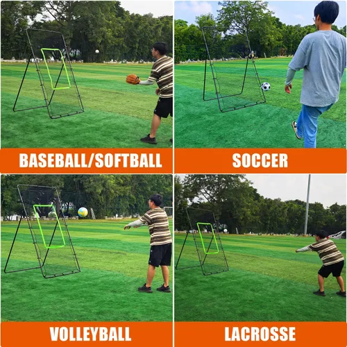 Vista 5 de 4x7ft Adjustable Volleyball Rebounder with Volleyball and Bag for Practice Complete Set 5 Adjustable Angles Large Practice Area Multi