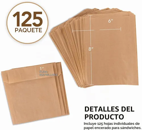 Vista 2 de Bolsas de papel Kraft marrón (paquete de 125) bolsas de grado alimenticio con calcomanías redondas blancas para sellar, bolsas de papel kraft