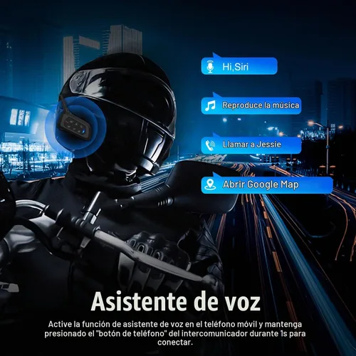 Vista 5 de EJEAS V4 Plus Sistema de Comunicación de Casco, Auriculares Bluetooth V5.1 para Motocicleta 1500m con Intercomunicador de Casco, Reducción