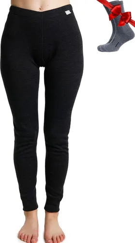Vista 17 de 100% lana merino capa base mujer pantalones - Leggings térmicos ropa .Negro 250