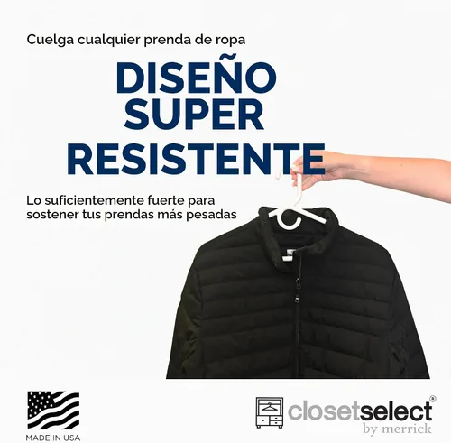 Vista 6 de Perchas de plástico súper resistentes, fabricadas en Estados Unidos, colgador blanco súper pesado, paquete de 24