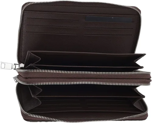 Vista 4 de Shop LC - Cartera de cuero con doble cremallera en relieve 3D Azul