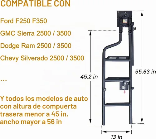 Vista 8 de Escalera universal giratoria de 45 pulgadas para puerta trasera