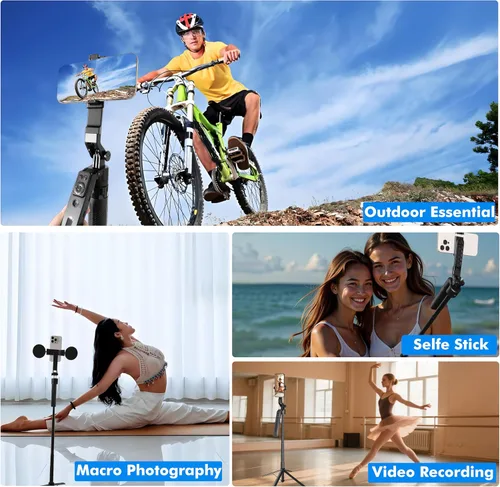 Vista 6 de Trípode para selfie stick de seguimiento automático con luz de llenado, rotación de 360 grados y control de gestos, trípode para selfie stick