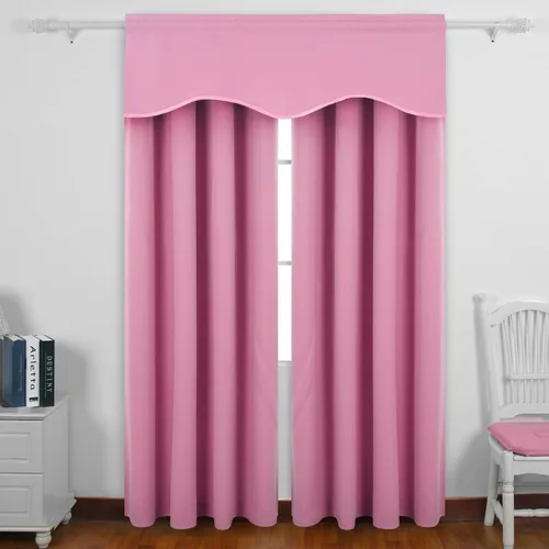 Vista 5 de Cenefas Deconovo festoneadas para cortinas pequeñas para oscurecimiento con barra de cortina sólida Valances for Windows, Kitchen Valance