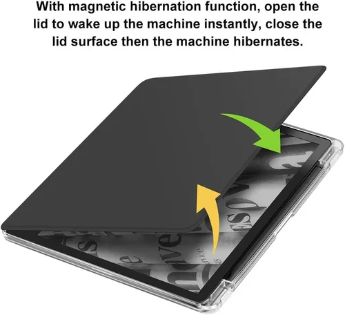 Vista 5 de Funda para Kindle Scribe con portalápices (rotación de 360 grados y encendido automático/apagado automático), funda con soporte de folio premium