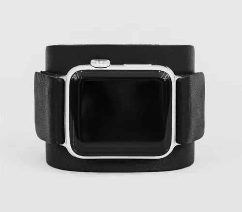 Vista 5 de Correa ancha de cuero compatible con Apple Watch de 1.496 in 1.575 in 1.614 in 1.654 in 1.732 in 1.772 in 1.811 in 1.929 in, hecho a mano UA 1540