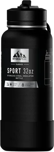 Vista 17 de Hydrapeak Botella de agua deportiva aislada de 32 onzas con tapa con popote, a prueba de fugas y derrames, mantiene las bebidas frías durante 24