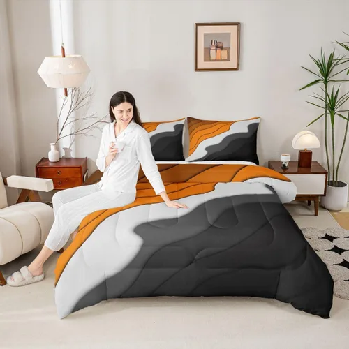Vista 2 de Erosebridal Juego de ropa de cama abstracta con diseño de olas marinas tamaño Queen, juego de edredón y juegos de ropa de cama con temática de playa