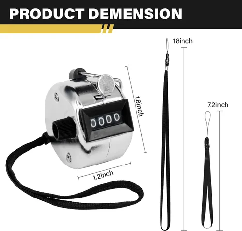 Vista 2 de BGJRBY Paquete de 3 contadores manuales con 4 dígitos, palma mecánica con anillo de dedo de metal para entrenamiento, tejido, regazo, pesca, golf
