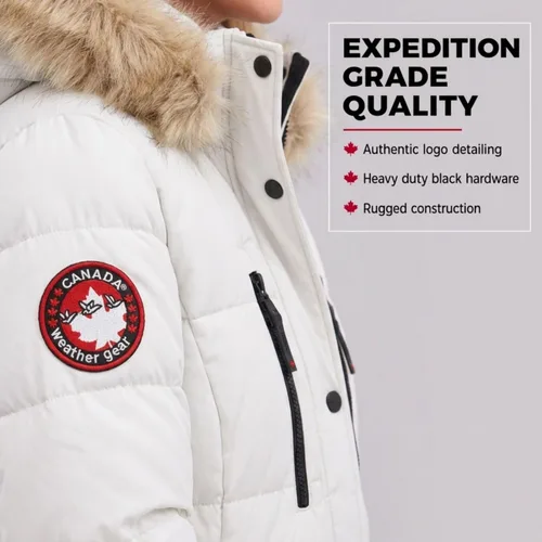 Vista 3 de CANADA WEATHER GEAR - Abrigo largo acolchado para mujer - Parka con capucha de piel sintética resistente al viento y al agua para invierno Blanco