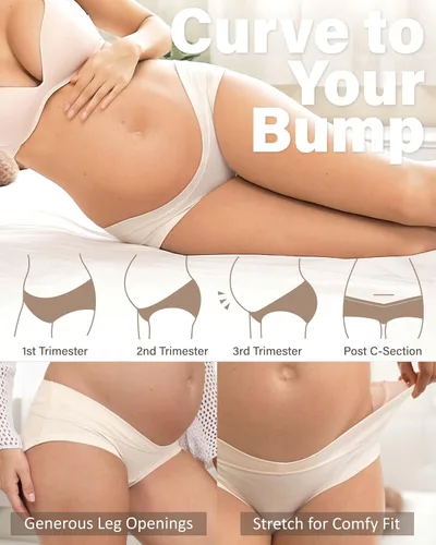 Vista 3 de Intimate Portal Ropa Interior de Maternidad de Algodón para Embarazo Posparto Calzones Debajo del Vientre Estilo Boyshort