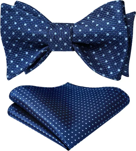Vista 54 de HISDERN Pajaritas para hombre, diseño de lunares, corbatín y bolsillo cuadrado, clásico, esmoquin de negocios, boda, pajaritas, pañuelo