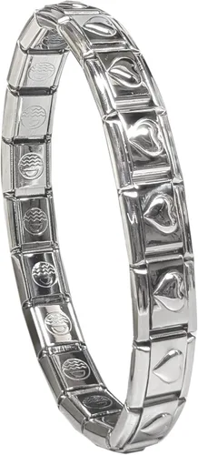 Vista 6 de Dolceoro brazalete de dijes italianos tradicionales de 9 mm, con eslabones modulares entrelazados de acero inoxidable - Personalizar *Corazón