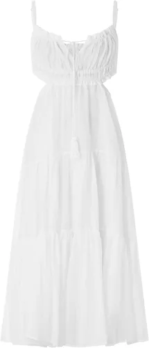 Vista 2 de IMISSILLEB Vestido ajustado y fluido para mujer, con tirantes delgados, espalda descubierta, corte bajo, vestido largo para club, cóctel, dobladillo