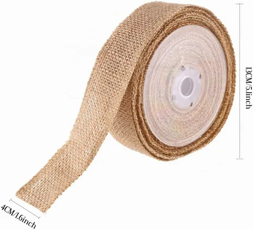Vista 3 de DECORA 10 yardas de cinta de arpillera natural con lazo para moño, 2 pulgadas de ancho 1.5 in