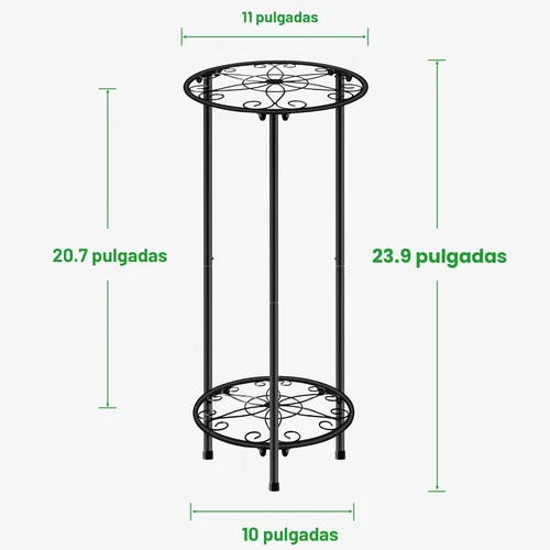 Vista 5 de CASIMR - Soporte para plantas para interiores y exteriores, estante de metal inoxidable para flores, 2 niveles de 23.9 pulgadas, soporte alto