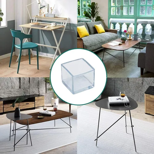 Vista 7 de 16 puntas de goma antideslizantes transparentes cuadradas para patas de silla, protectores de suelo de muebles, fundas para patas de silla, mesa
