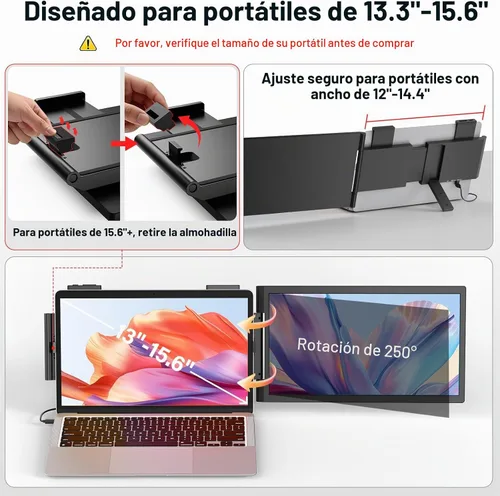 Vista 2 de Extensor de pantalla para portátil de 15,6 pulgadas, extensor de monitor