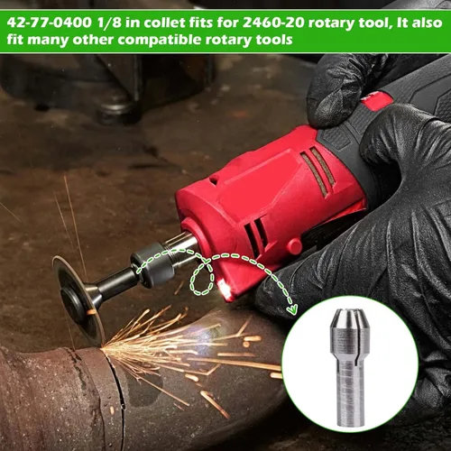 Vista 5 de 42-77-0400 2460-20 1/8 In Herramienta Rotativa Collet Fit para Dremel Color Plata (2 piezas)