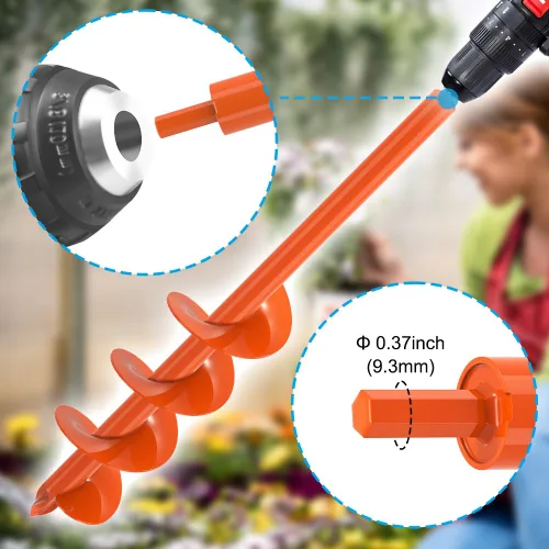 Vista 6 de Broca de taladro de 4 x 24 para plantar, taladro de jardín para Naranja-4 x 24 pulgadas