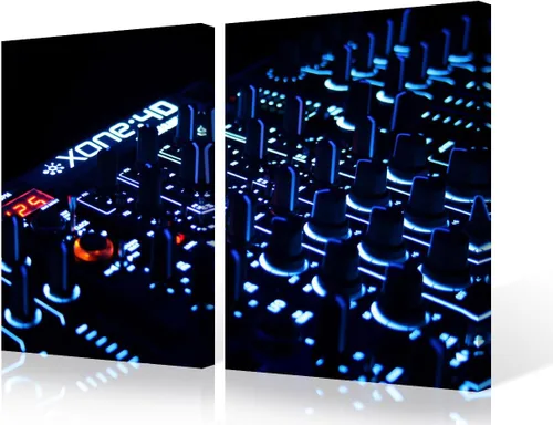 Vista 79 de Lienzo decorativo para pared, diseño de DJ Music Mixes the Track HD impreso en pinturas, 2 piezas, imágenes abstractas para sala de estar, obra