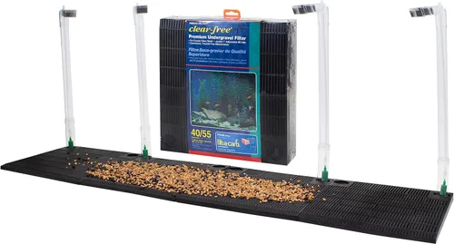Vista 5 de Penn-Plax Filtro de acuario Undergravel para tanques de 10 galones, dos placas de 9.5 x 9.5 pulgadas, sistema debajo de grava para agua limpia