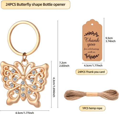 Vista 2 de 24 llaveros de mariposa con diseño de mariposa para despedida de soltera, con forma de mariposa para invitados, bodas, fiestas, baby shower
