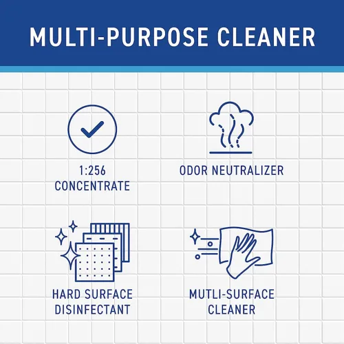 Vista 7 de VIREX Diversey II 256 04331. Disinfectant Cleaner Concentrate, Multi-Surface for Home & Commercial Use, Odor Control, Mint Scent, AccuMix Bottle, 32
