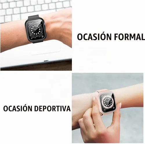 Vista 4 de 14 paquetes de fundas para Apple Watch con protector de pantalla de vidrio templado para Apple Watch Series 9/8/7 de 41 mm, Anotch, cubierta 14